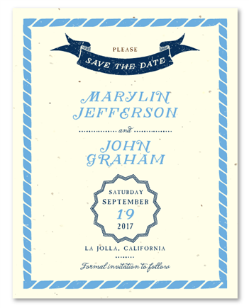 Navy Theme Wedding Save the Date ~ Nautical (seeded paper)