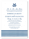 Navy Stripes wedding invitations with navy blue ink