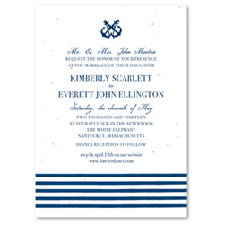 Navy Stripes wedding invitations with navy blue ink