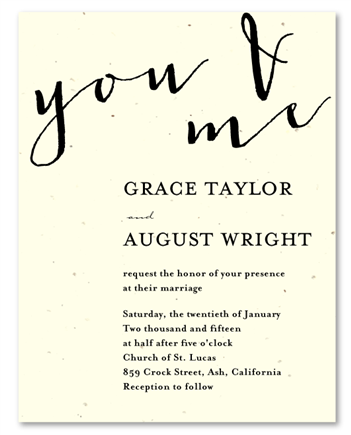 organic Wedding Invitations on cream seeded paper | Night & Day