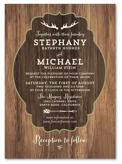 Northern Cabin Rustic Wedding Invitations | (100% recycled paper) Cream ink