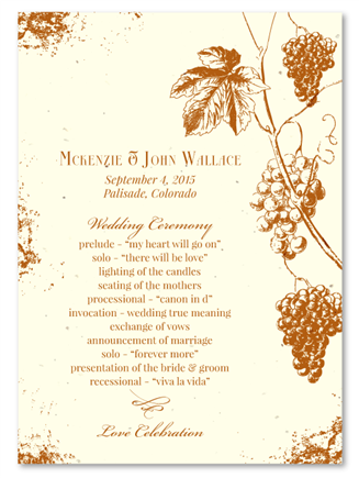 Vine Wedding Programs | Old Vine (seeded)