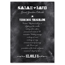 Chalkboard Wedding Programs ~ Old West (unique on recycled paper)