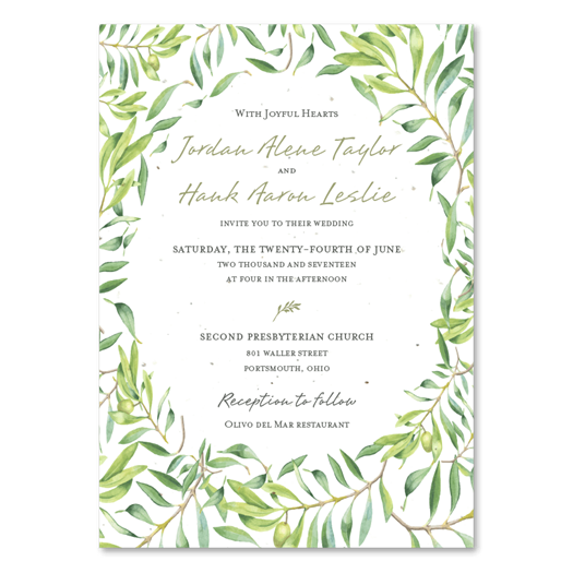 Olive branches Wedding Invitations | Olive Blessings
