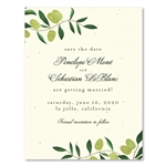 Tuscany Olive branches wedding save the date cards on cream seeded paper