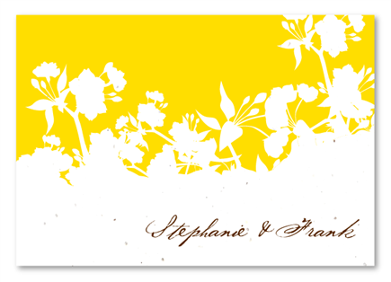 Wedding Thank You Cards on Seeded Paper ~ Organic Yellow by ForeverFiances (White, juicy Yellow print)