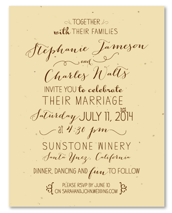 Unique Wedding Invitations ~ Organic & Handwritten