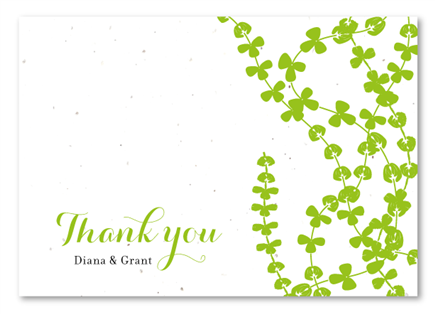 Seeded Paper Green Thank You cards