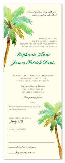 Palm Tree Wedding Invitations | Paradise Island (100% recycled paper)
