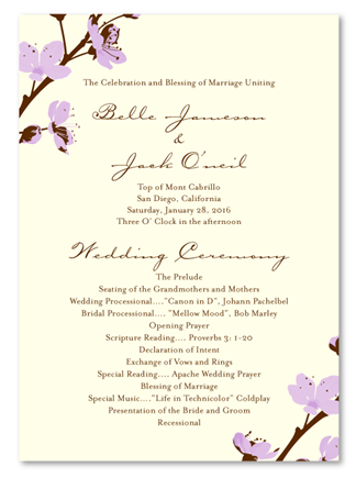 Natural Wedding Programs ~ Passionate Blossoms (recycled)