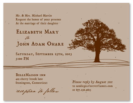 Tree Wedding Invitations ~ Peaceful (seeded paper)