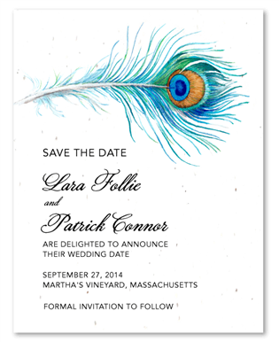 Peacock Wedding Save the Date cards