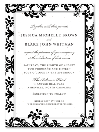 Sophisticated green wedding Invitations | Princess L on White premium paper