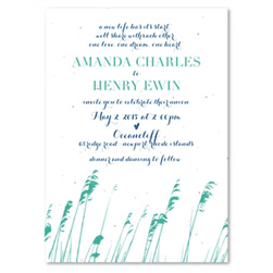 Beach Wedding Invitations on Seeded Paper ~ Rhode Islands Reeds (warm gray on white)