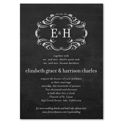 Recycled Wedding Invitations on chalkboard paper - Royal & Sophisticated