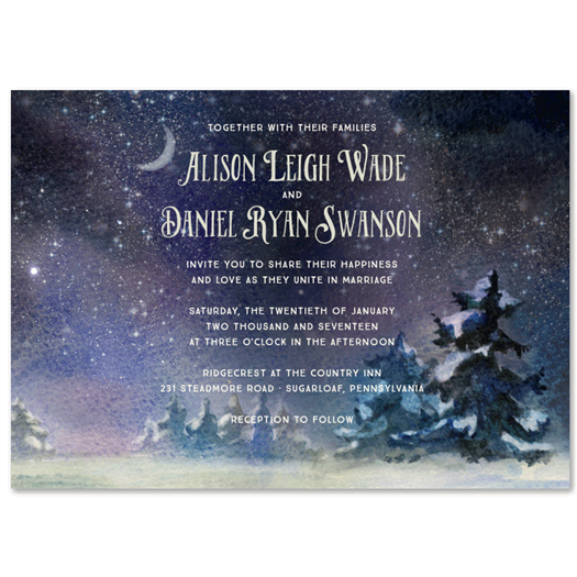 Winter Wonderland Wedding Invitations | Rural Winter Night