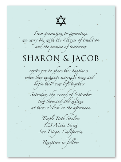 Jewish Wedding Invitations | Sacred Star (of David)