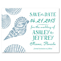 Sea Shells Wedding Save the Date ~ Sandy Beach Reception (seeded paper)