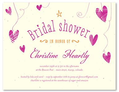 Eco-Friendly Bridal Shower Invitations ~ Scattered Hearts