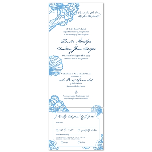 Beach Wedding Invitations  Sea Shell (100% recycled paper - all in one format)