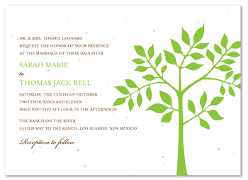 Plantable Invitations ~ Shalom (Tree of life) on Seeded Paper (Green)