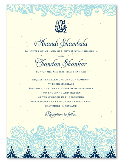 Indian Wedding Invitations on Seeded Paper