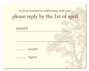 Recycled Reply Cards ~ Solid Oak (50% sugar cane pulp & 50% recycled fiber)