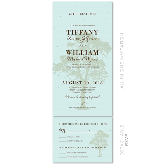 Tiffany blue wedding invitations ~ Solid Oak Tree