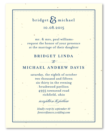 Seeded Paper Wedding Invitations - Sophisticated (White, Gray)