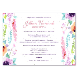 Floral Bat Mitzvah Invitations | Spring Mist (seeded)