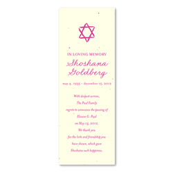 Seeded Paper Bookmarks - Star of David Memorial by ForeverFiances