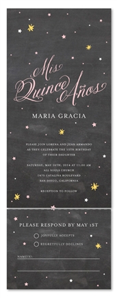 Seal and Send Quinceanera Invitations - Starry Night (chalkboard edition)
