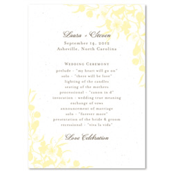 Garden Wedding Programs ~ Summer Dance (Juicy Yellow on Natural White speckled recycled paper)