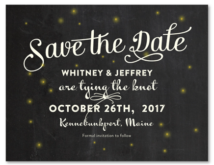 Chalk board Save the Date cards ~ Summer Fireflies (100% recycled paper)
