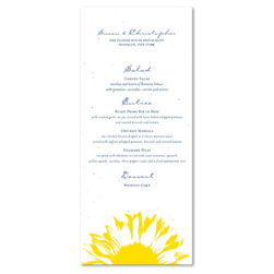 Plantable Wedding Menus ~ Sunflower