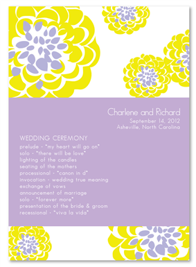Natural Wedding Programs - Sweet Seeds (recycled paper, lavender and yellow)