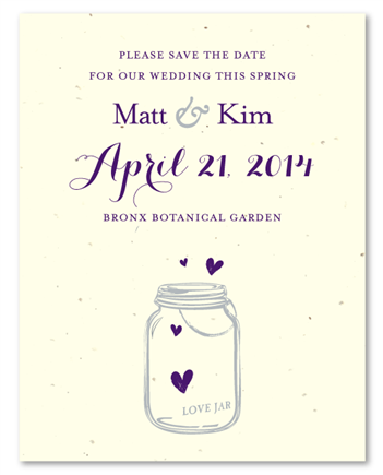 Plantable Save the Date cards ~ Sweet Mason Jar (seeded paper)