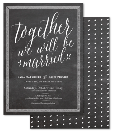 Elegant Chalkboard Wedding Invitations - Together & Married