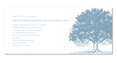 Winter tree Wedding Invitations - Upstate New york (seeded paper, Frosty stonewashed blue)