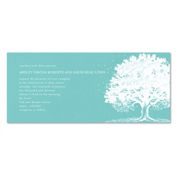 Winter Wedding Invitations - Upstate NY Tree (100% recycled) Aqua Watercolor