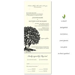 Organic Wedding Invitations - Vieux Oak on cream and black print