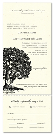 Oak tree Send n Sealed Wedding invitations on 100% Recycled Paper | Vieux Oak