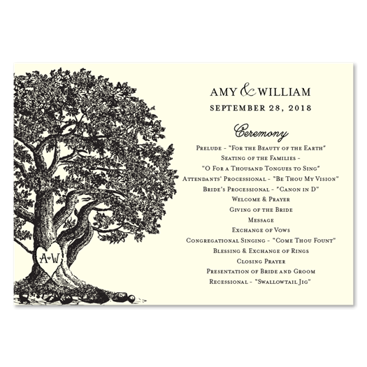 Oak Tree Wedding Programs ~ Vieux Oak