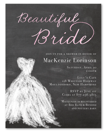 Chalkboard Bridal Shower Invitations ~ Vintage Gown