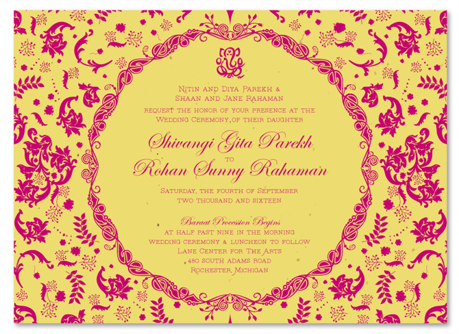 Indian Wedding Invitations on seeded paper - Vintage Hindu by  ForeverFiances Weddings