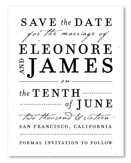 Script Save the Date Cards on Seed Paper | Vintage Typography