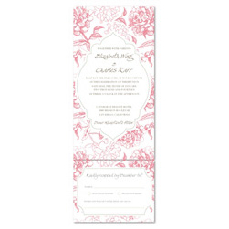 All in One Wedding Invitations - Vintage Peonies (Send and sealed format)