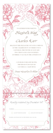 All in One Wedding Invitations - Vintage Peonies (Send and sealed format)