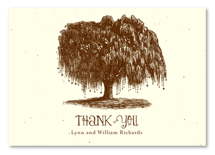 Unique Paper Thank you cards on Seeded Paper ~ Weeping Willow