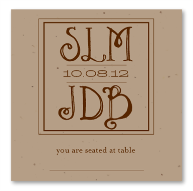 Garden Herbs Seeded Place Cards ~ Western Monogram (Desert Brown, chocolate)